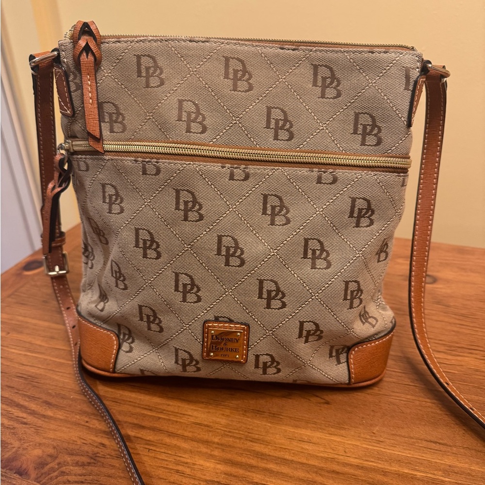 Dooney & Bourke Tan and Brown Crossbody Bag